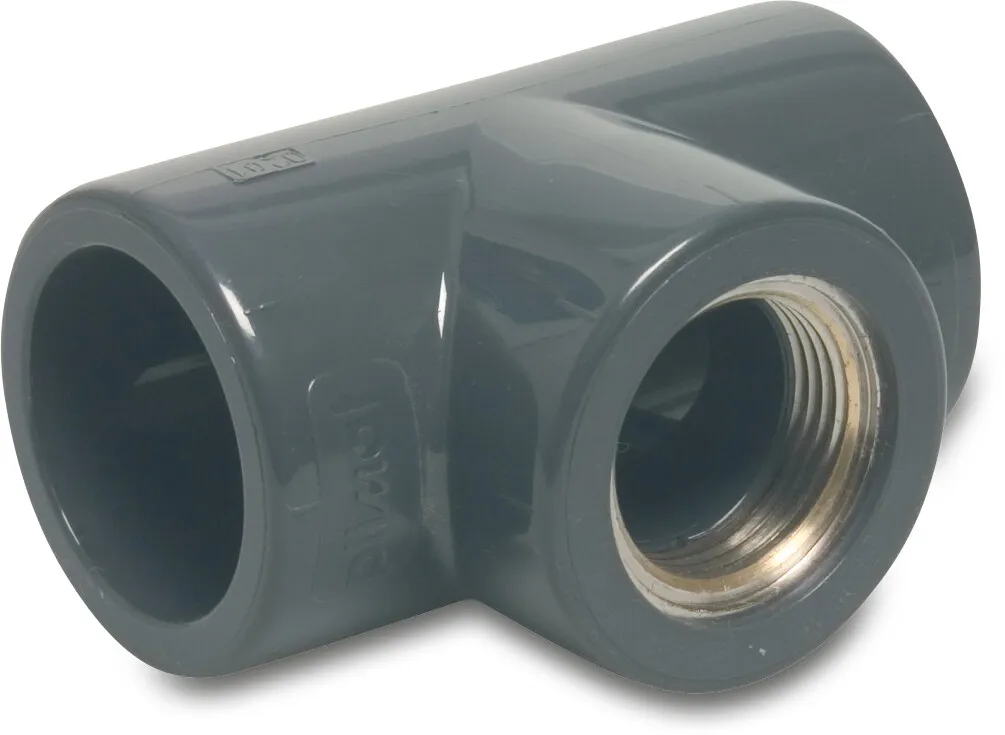 Profec T-stuk 90° PVC-U/messing 16 bar lijmmof x binnendraad x lijmmof grijs