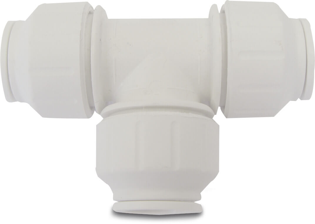 Speedfit T-stykke 90° POM 15 mm indstik 10bar hvid DVGW/KIWA/WRAS