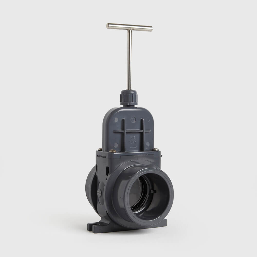 Gate valve PVC/ABS 1 1/2" imperial glue socket 3,5bar grey