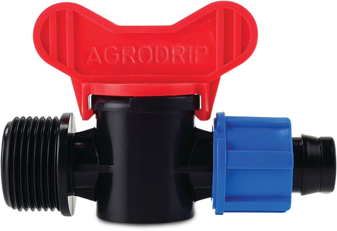 Zawór mini PP 17 mm x 3/4" taśma x GZ czarny