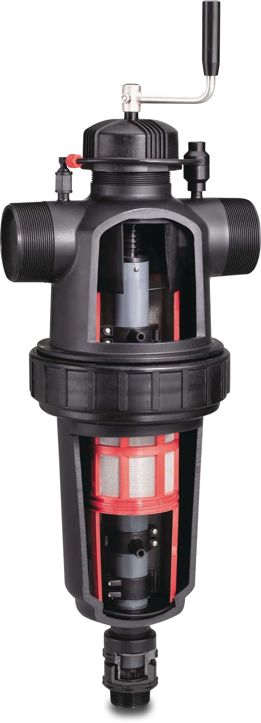 Amiad Halbautomatischer Filter PP 3" Außengewinde 10bar 130micron Edelstahl 316 Schwarz Typ Scanaway T