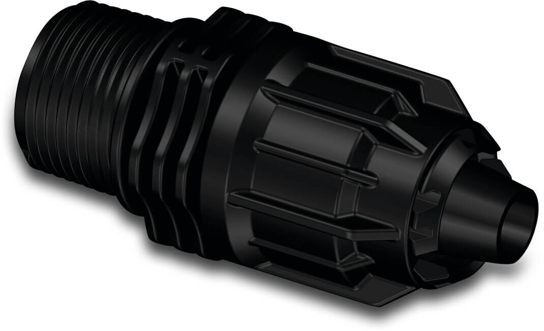 Overgang PP 16 mm x 3/4" quick joint x udvendig gevind 4bar sort