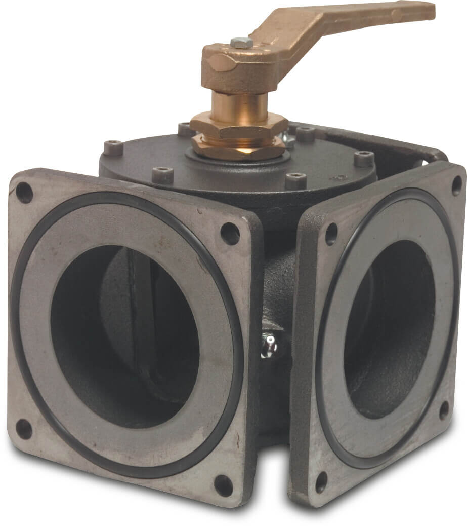 MZ 3-way plug valve cast iron 4 bar flange type 0020