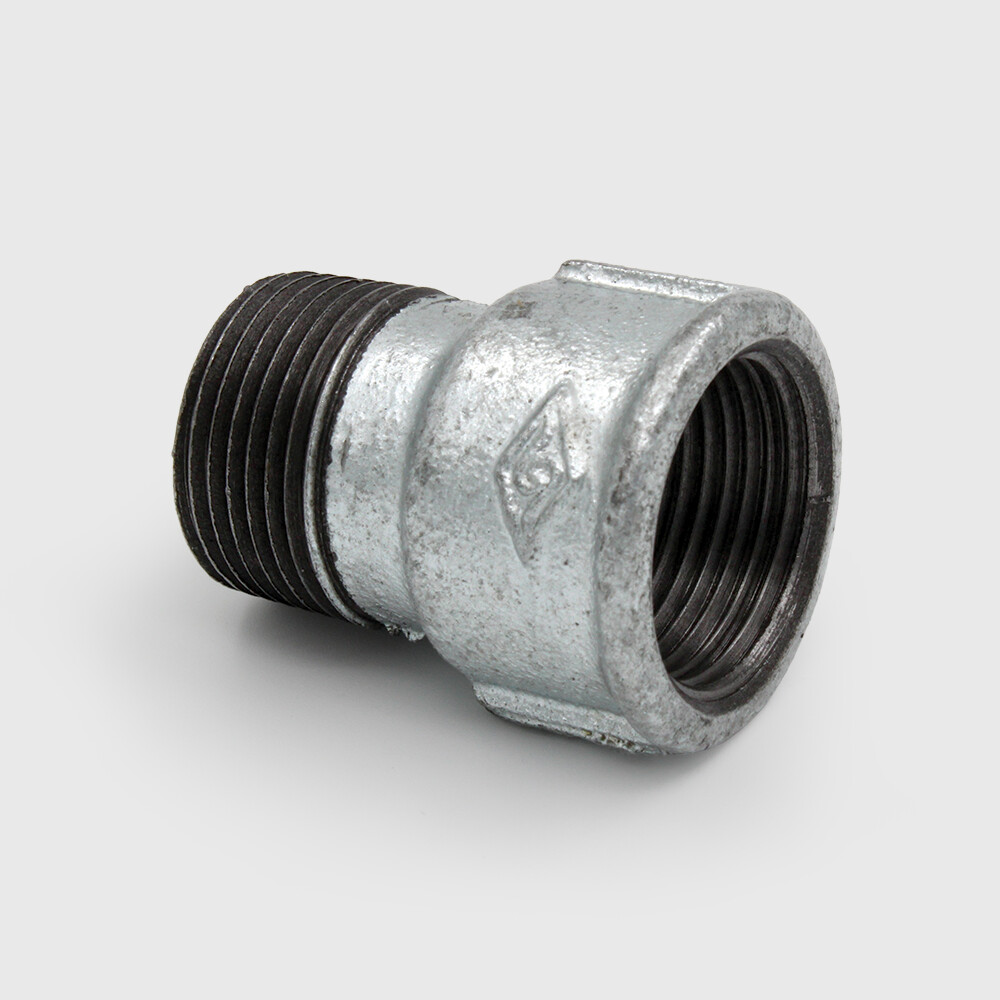 Profec Nr. 529A Socket cast iron galvanised 1 1/2" female thread x male thread 25bar DVGW