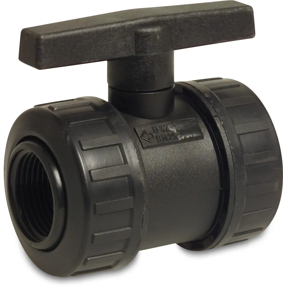 Ball valve PP 2 1/2" female thread 4bar black