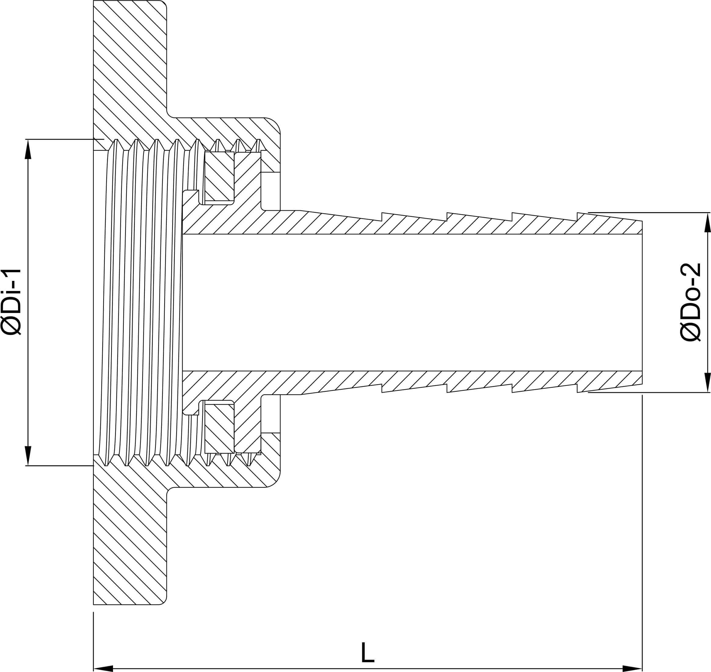 Profec Embout de tuyau 2/3 laiton 1 1/2" x 32 mm écrou femelle x embout type joint plat