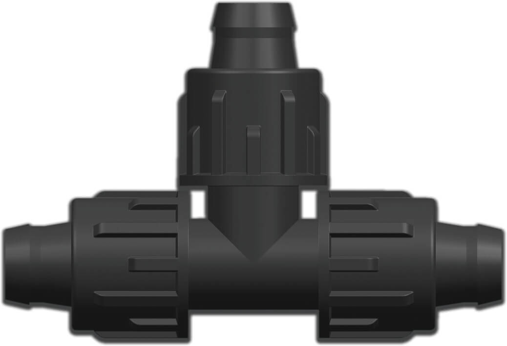 T-piece 90° PP 16 mm lock 4bar black