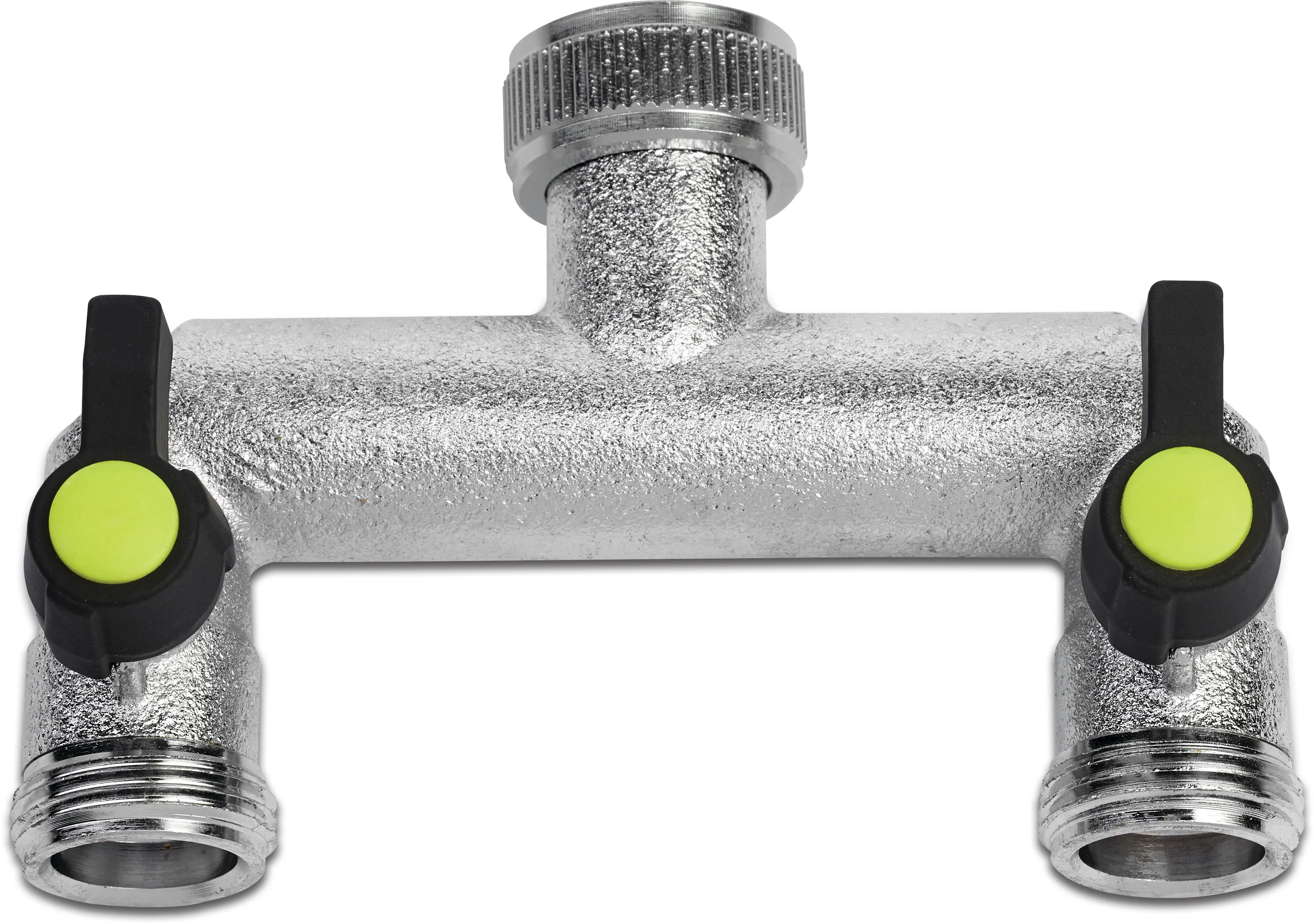 2-way manifold nickel plated 3/4" female thread x male thread 8bar