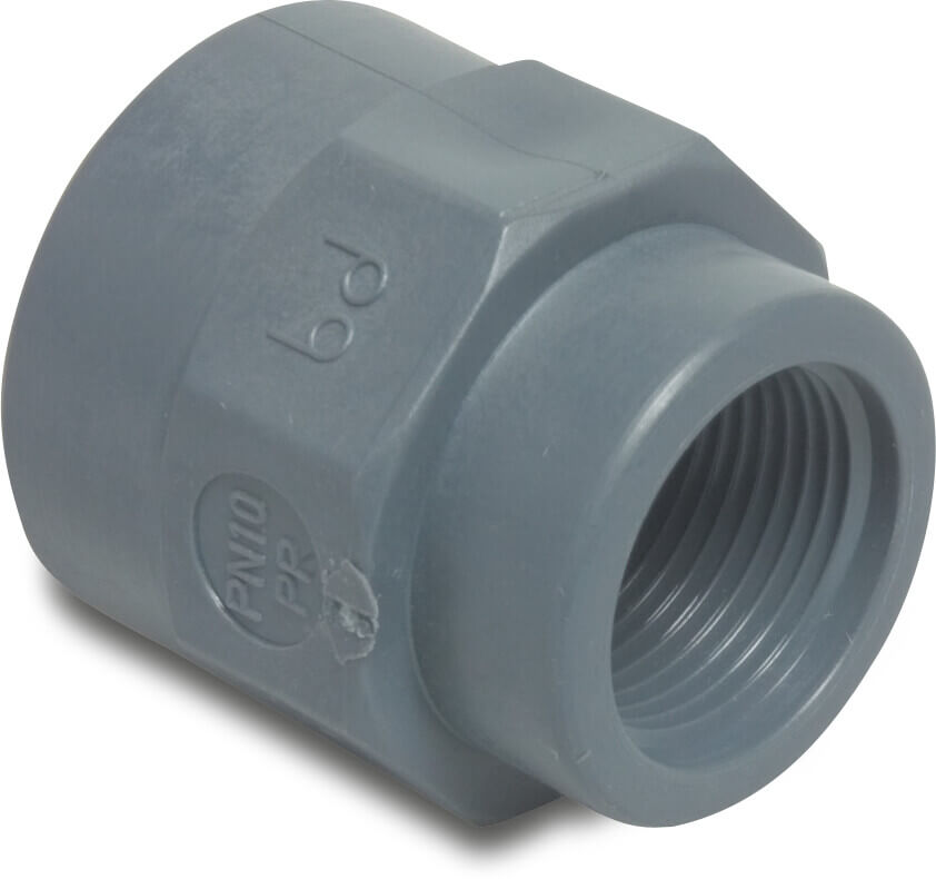 Reduziermuffe PP 1" x 3/4" Innengewinde 10bar Grau