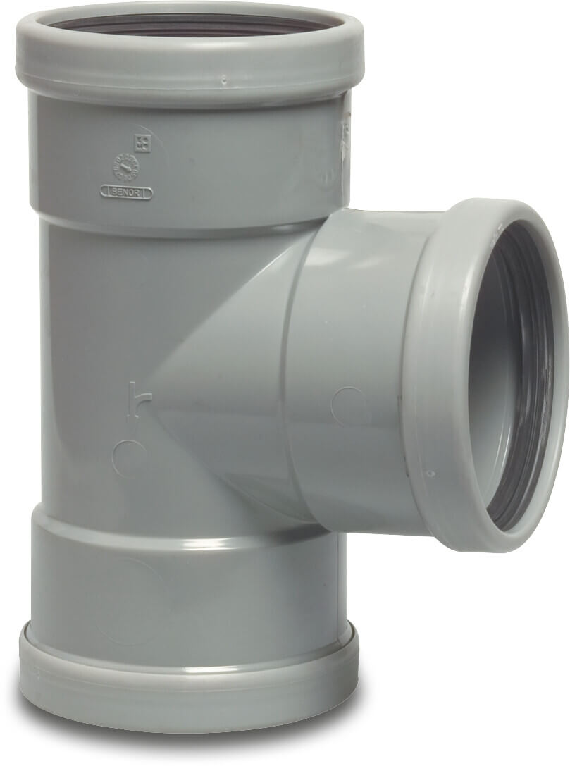 T-Stück 90° PVC-U 315 mm SN4 Steckmuffe Grau KOMO/BENOR