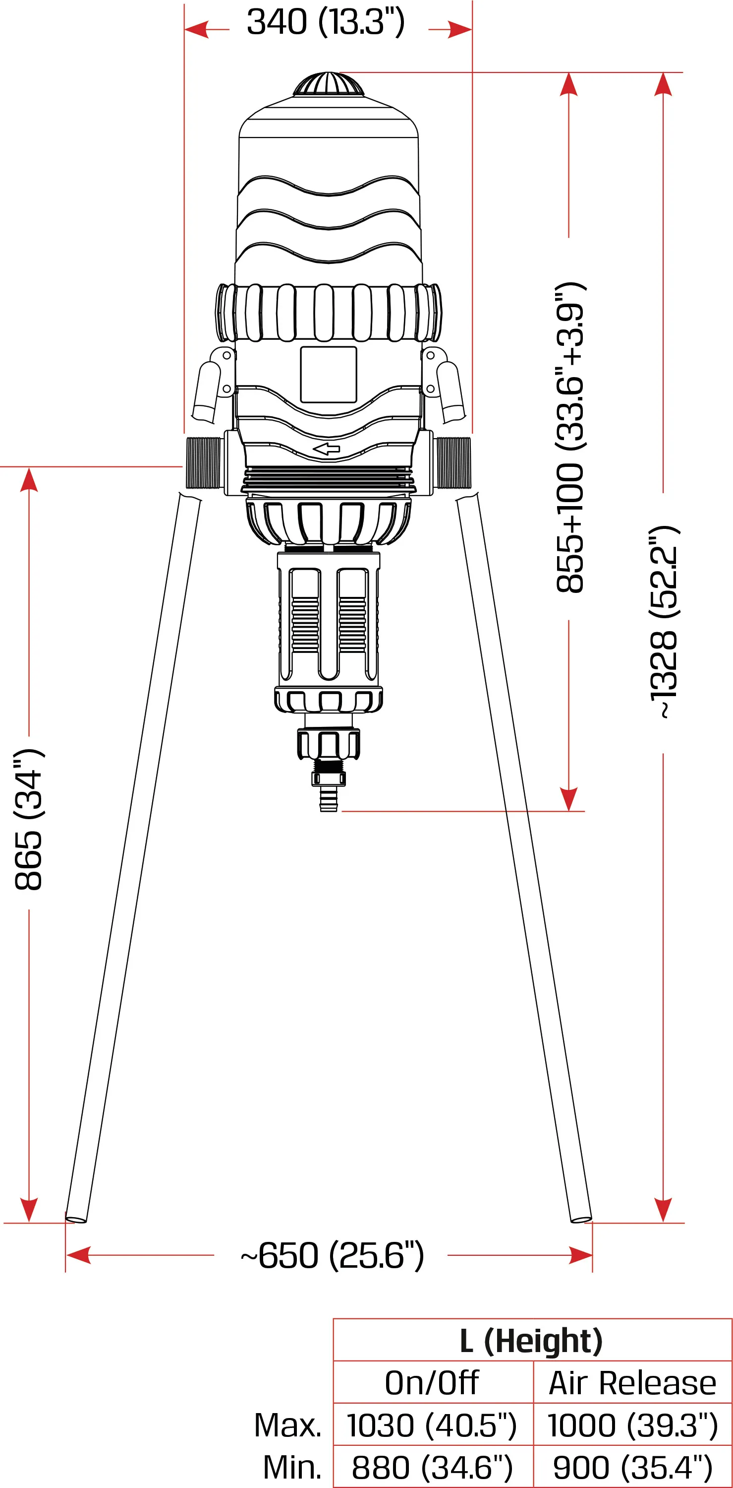 Tefen Doseringspump 2" x 10 mm x 2" utvändig gänga x slangkoppling x utvändig gänga type MixRite TF 25 0.3% - 2.5%