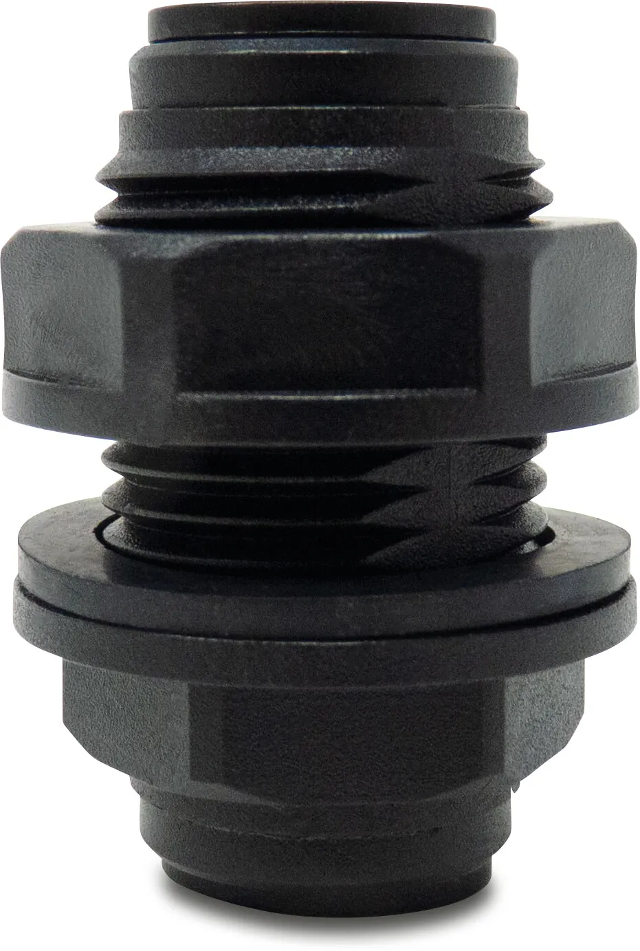 Bulkhead fitting POM 12 mm push-in 14bar black WRAS type Aquaspeed