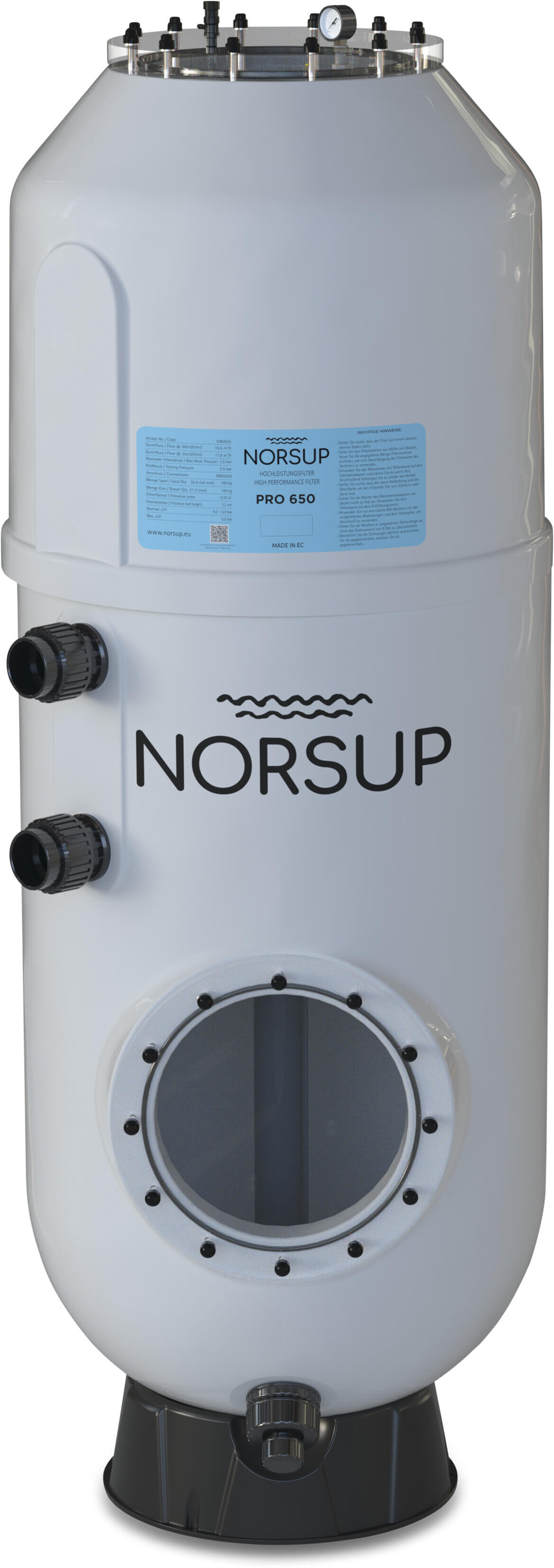 Norsup Hoogbed filter glasvezel versterkt polyester 2" mof grijs type Pro