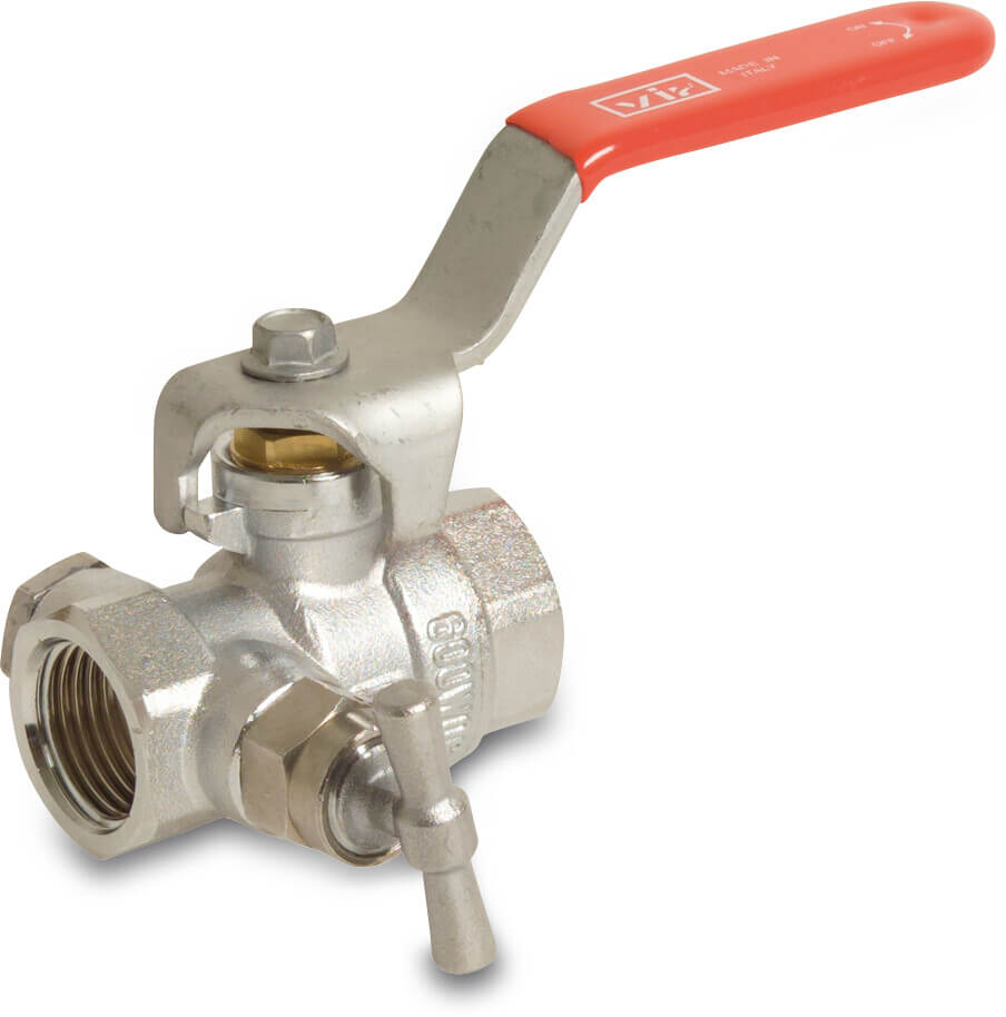 VIR Ball valve brass chrome plated 1" female thread 40bar VA type 342