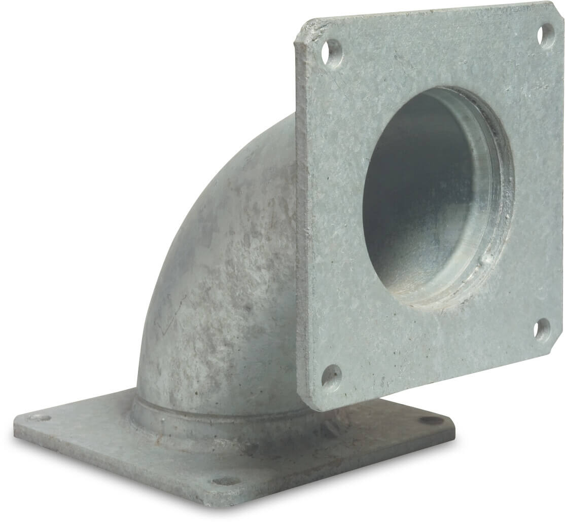 Bend 90° steel galvanised 8" square flange