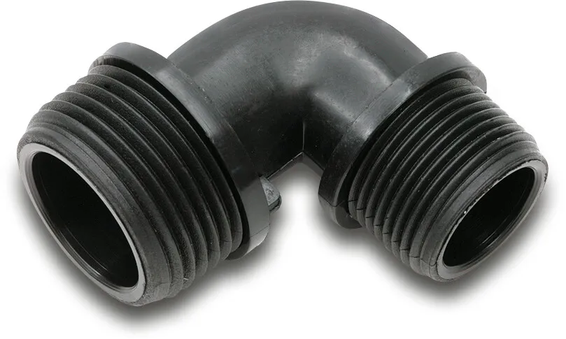 Elbow 90° reducing PP 1" x 1/2" male thread 10bar black