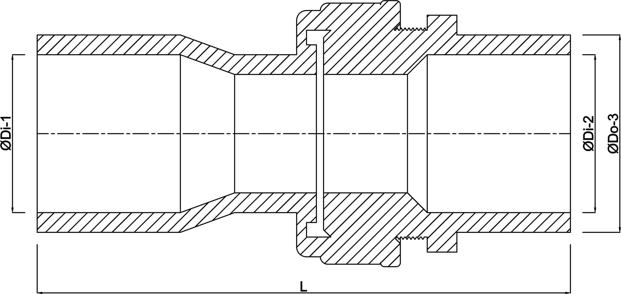 VDL Verschraubung aus Rohr hergestellt PVC-U 75 mm x 75/90 mm Klebemuffe x Klebemuffe/Klebestutzen 6bar Grau