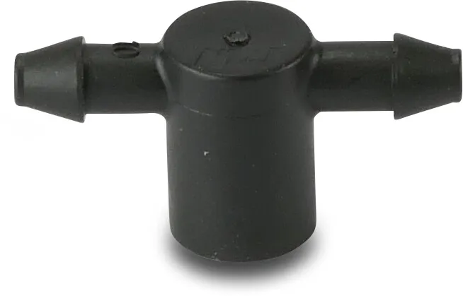 NaanDan 2 outlets T-piece plastic 4 mm barbed x taper F x barbed black type Click Tif
