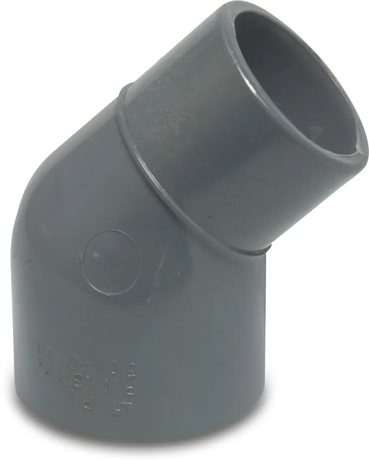 Profec Reducer elbow 45° PVC-U 50/63 mm x 63 mm glue socket/glue spigot x glue socket 10bar grey