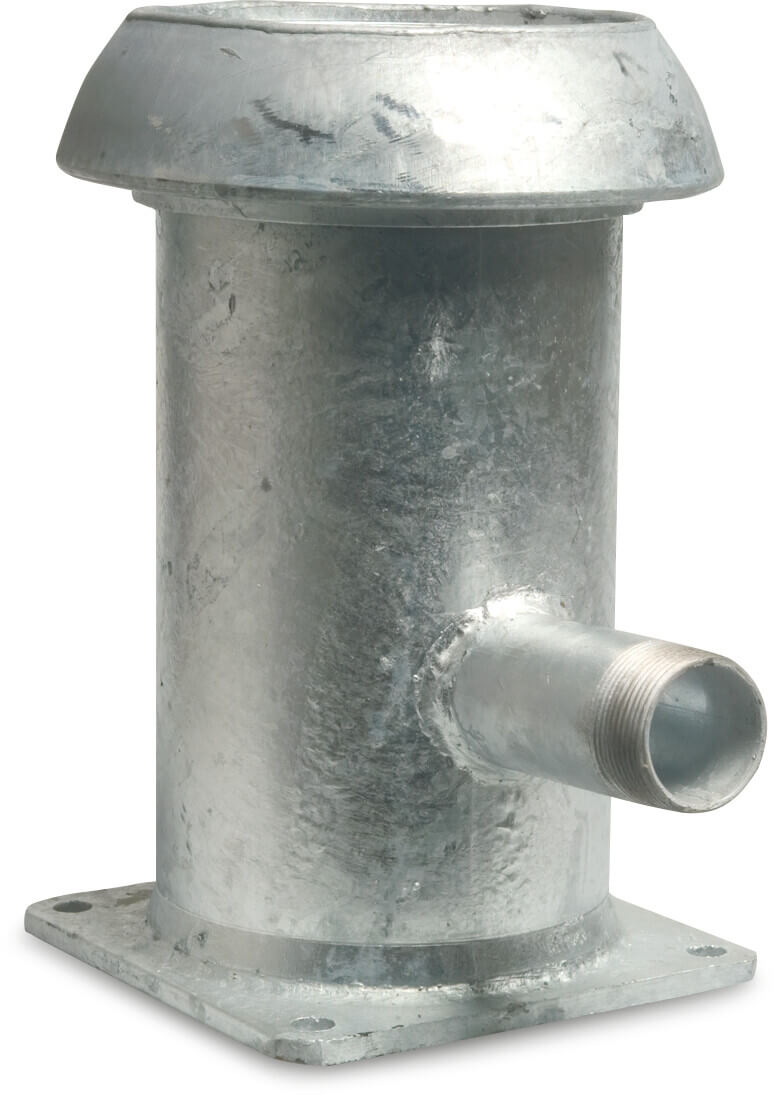 Lynkobling med udløb stål galvaniseret 159 mm x 2" x 6" han-del Perrot x udvendig gevind x firkantet flange 2" type Perrot