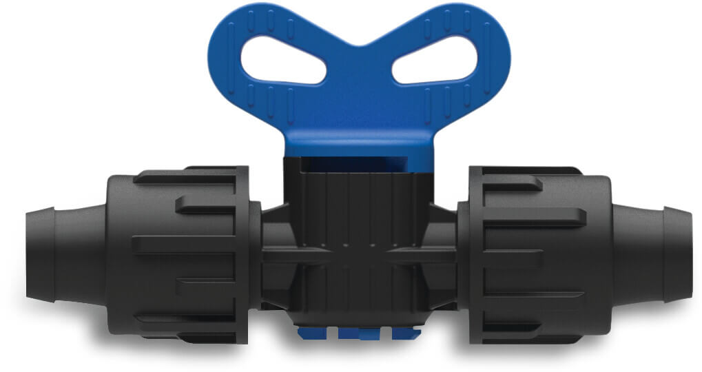 Plug valve PP 17 mm tape black/blue