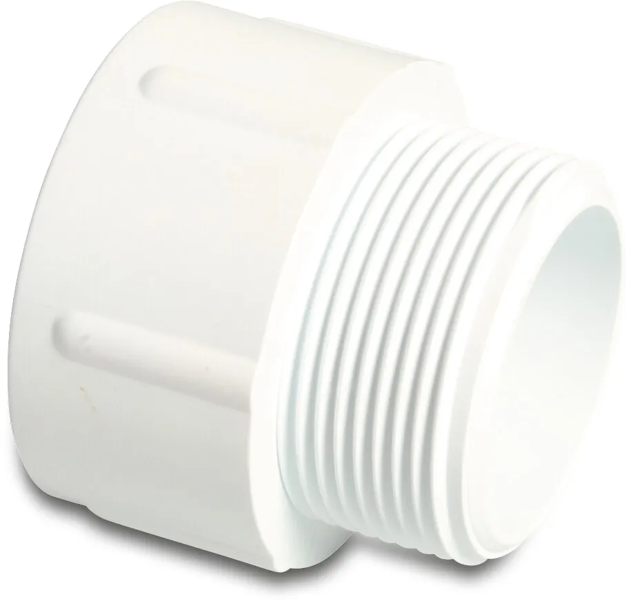 Adaptor bush PVC-U 1 1/2" x 1 1/2" imperial glue socket x male thread 10bar DN40 white