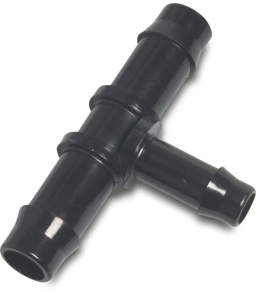 Barbed reducer T-piece 90° PA (nylon) 32 mm x 25 mm x 32 mm hose tail 10bar black type WF