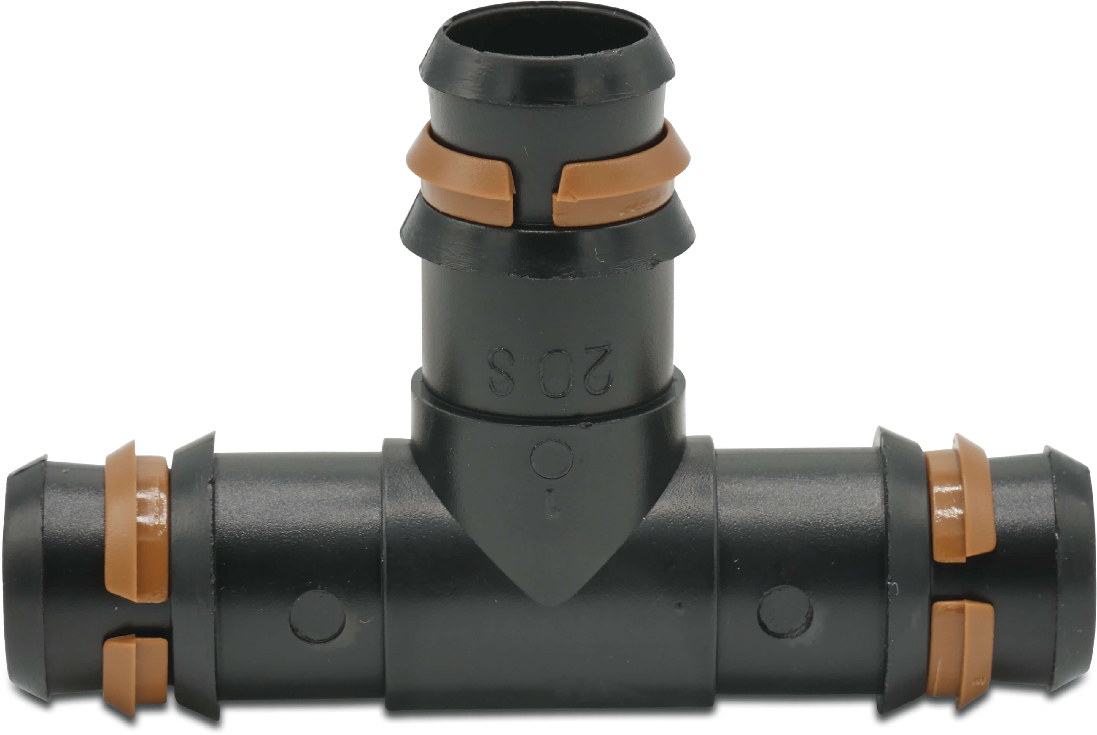 T-piece 90° PP 20 mm barbed 4bar black type safety