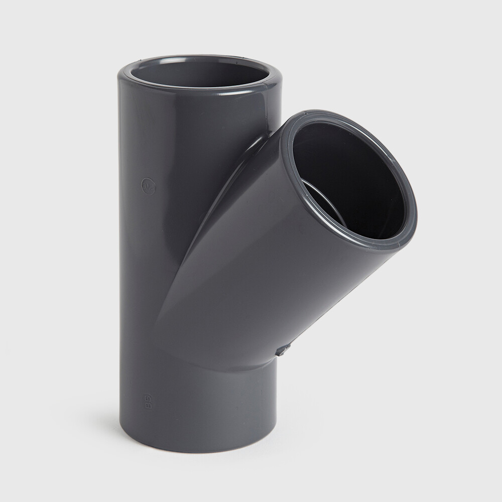 VDL T-Stück 45° PVC-U 125 mm Klebemuffe 10bar Grau