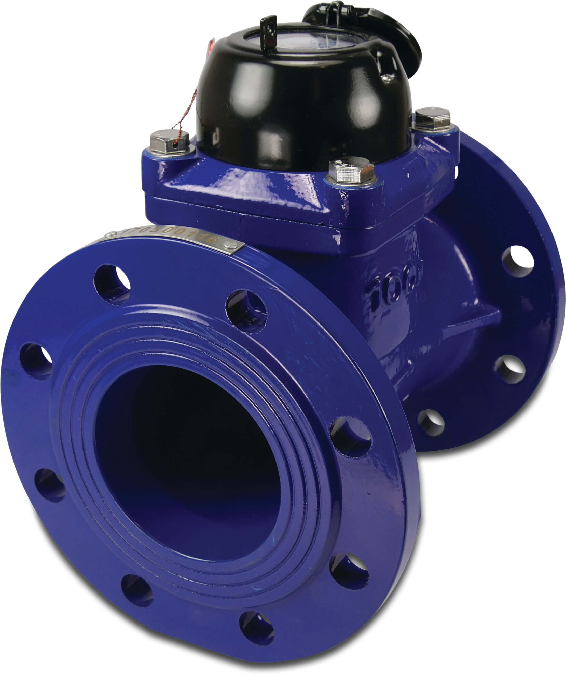 Profec Water meter cast iron DN150 DIN flange 10bar 150m³/h blue LXXG type paddle horizontal
