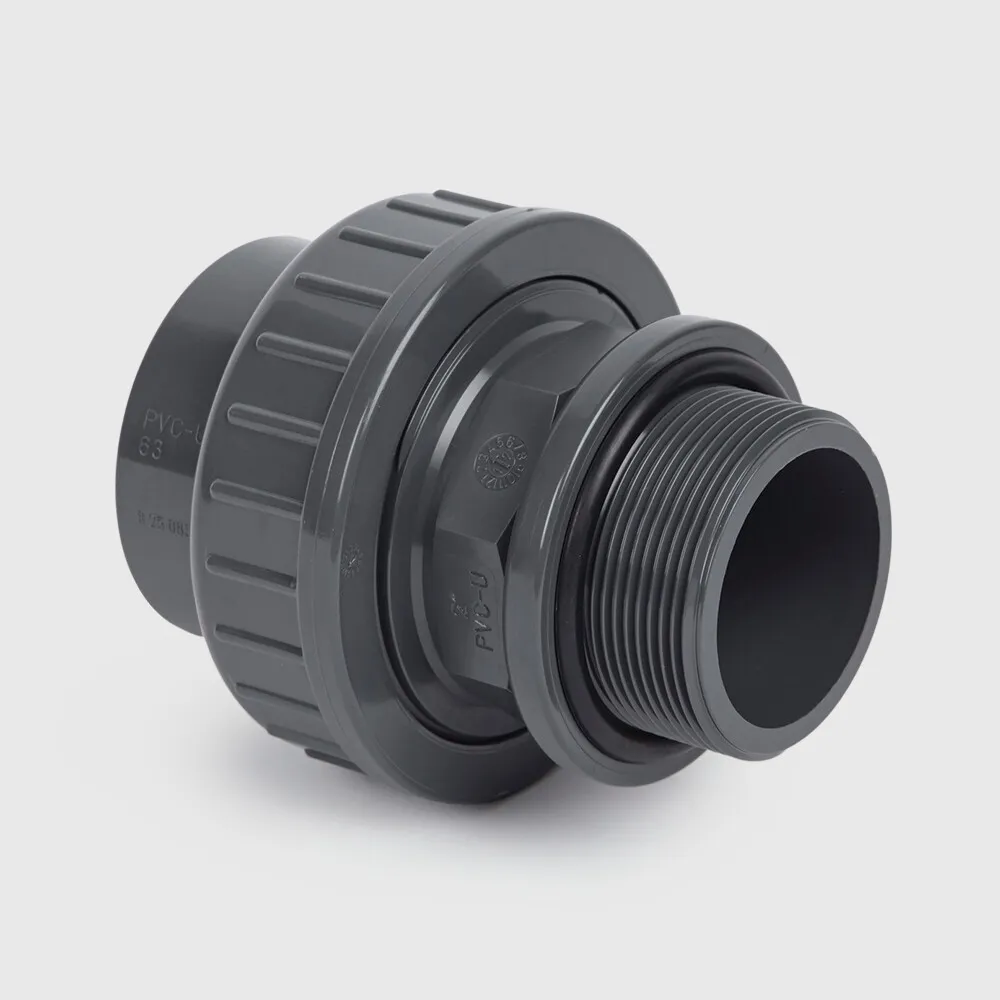 VDL Union tank connector PVC-U 50 mm x 2" glue socket x male thread 10bar grey