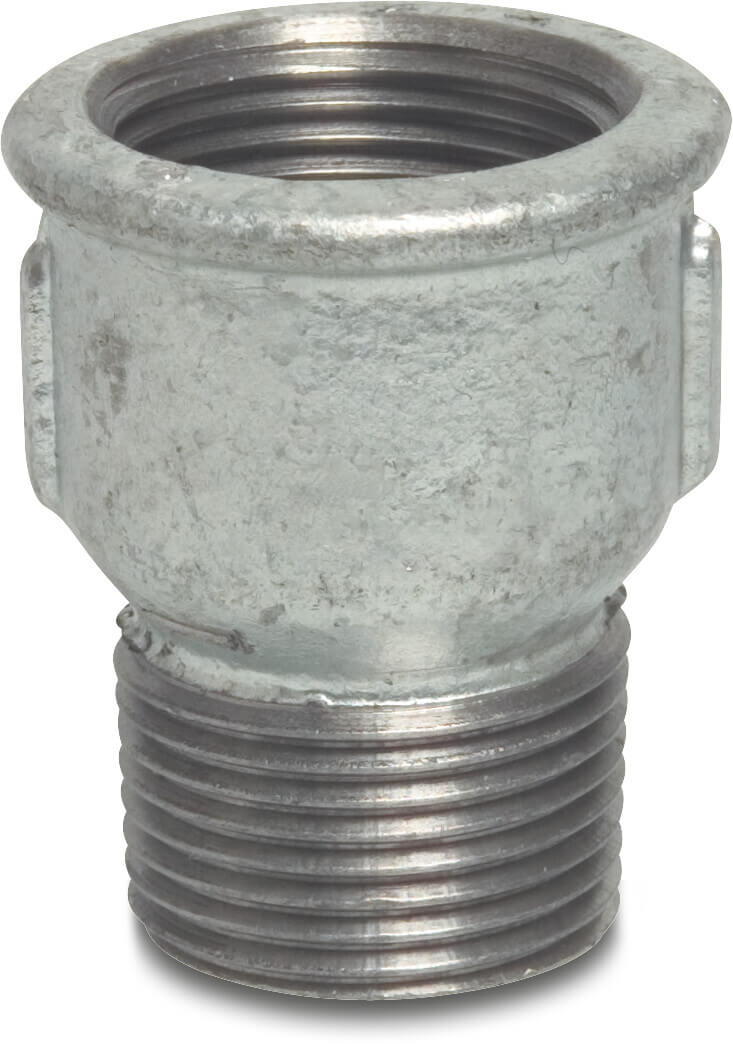 Profec Nr. 529A Socket cast iron galvanised 3/4" female thread x male thread 25bar DVGW