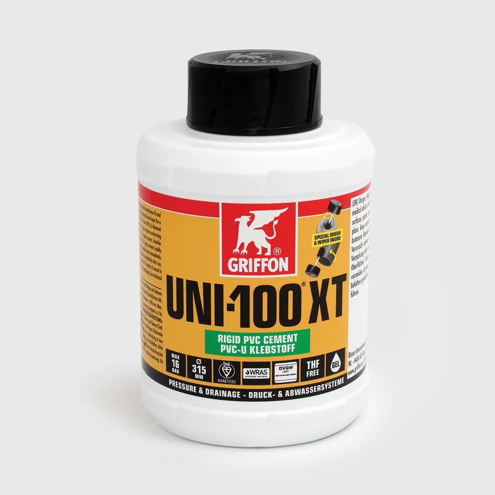 Griffon PVC-Kleber Transparent 0,5ltr mit Pinsel KIWA Typ Uni-100 XT THF free Label EN/DE