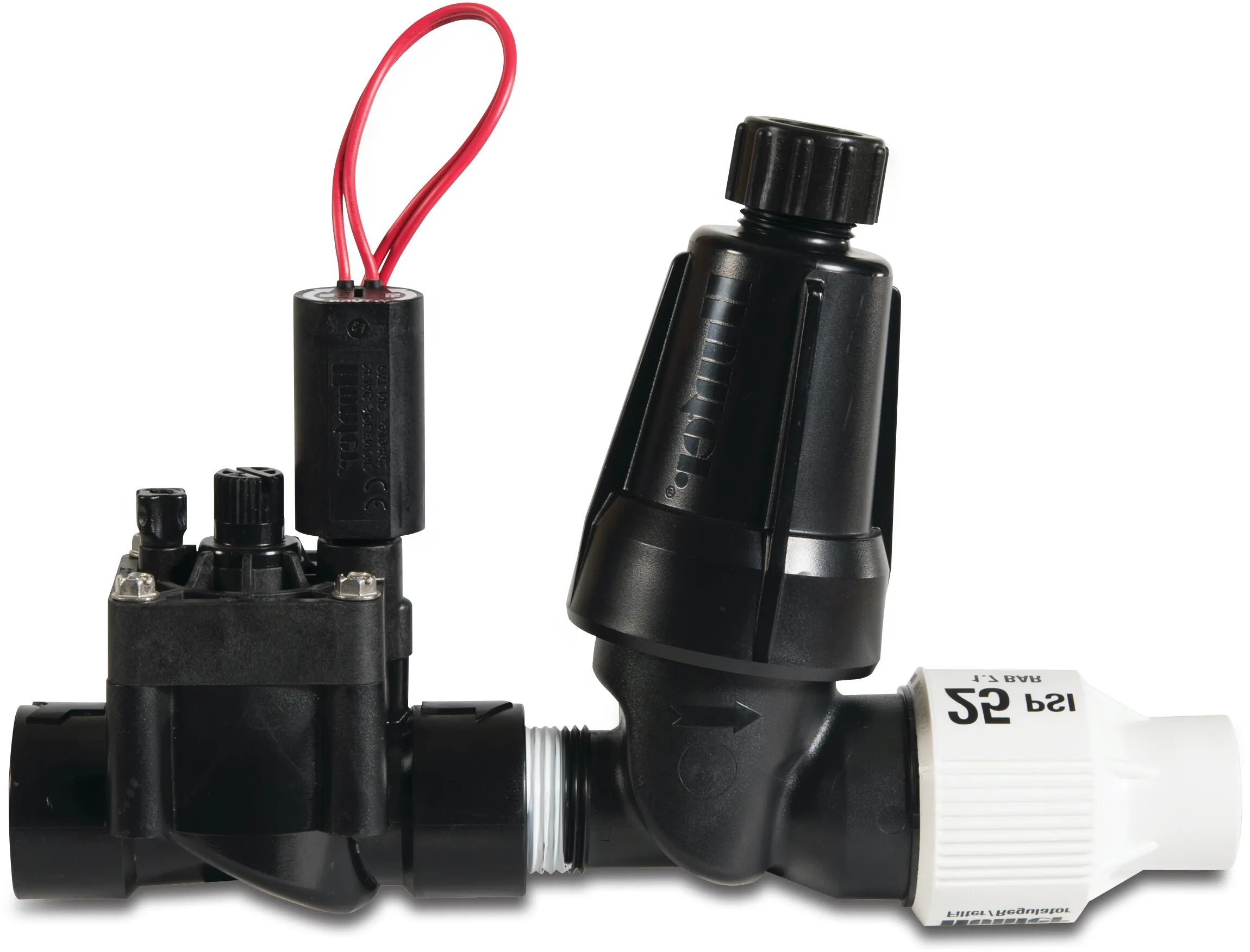 Hunter Drip control zone kit glasfaserverstärktes Nylon 1" Innengewinde 2.8bar 24VAC Typ PCZ-101-40B drip zone kit valve with screen filter and pressure regulator