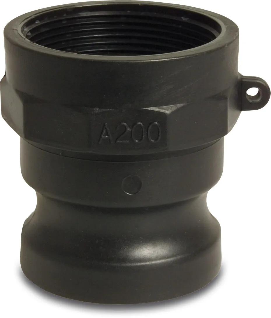 Lynkobling PP 1 1/4" han-del Camlock x indvendig gevind 6bar sort type Camlock A