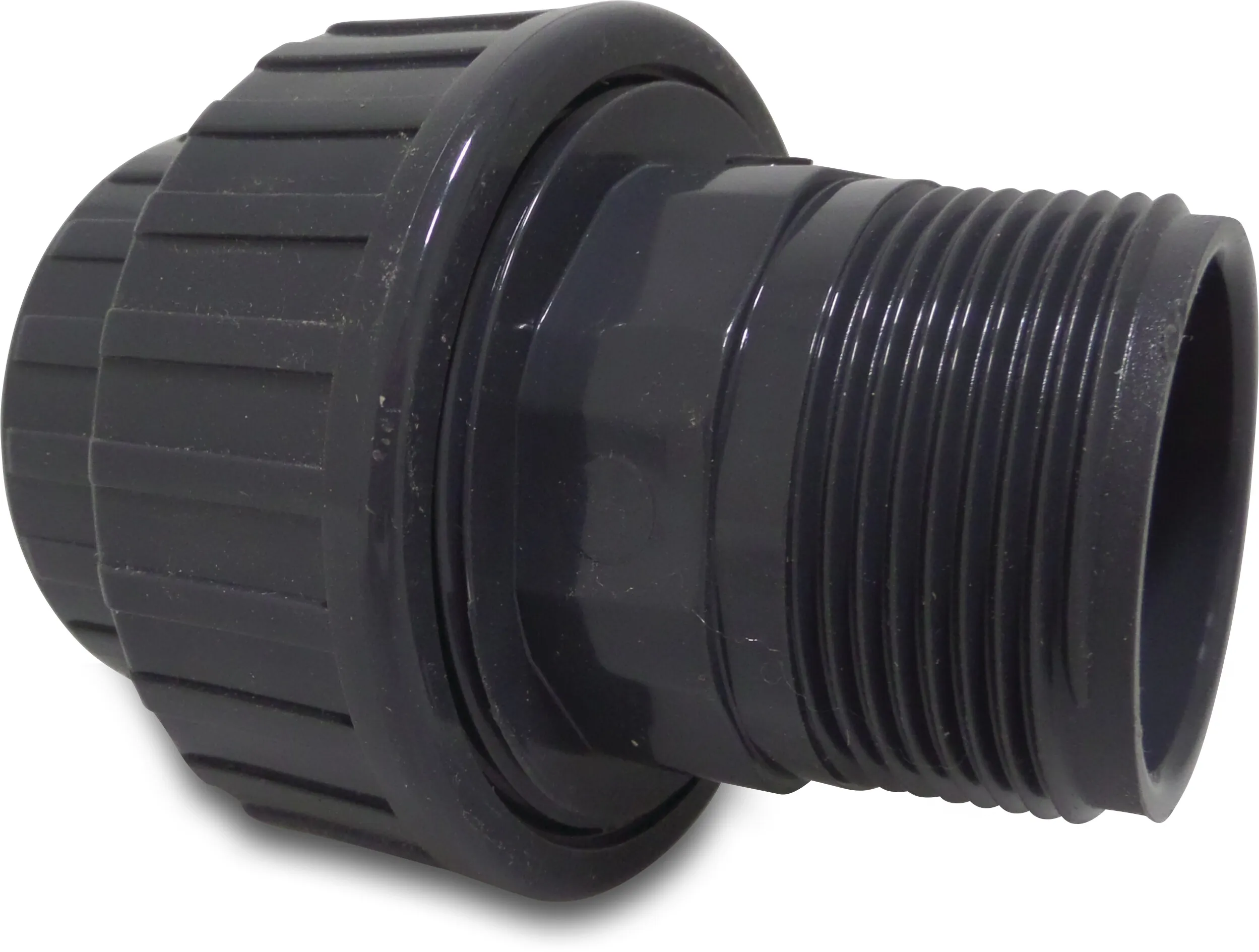 Koppeling PVC-U 1" binnendraad x buitendraad 10bar grijs P1