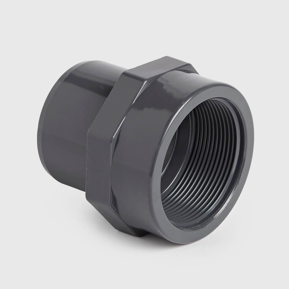 Profec Draadsok PVC-U 50/63 mm x 2" lijmmof/spie x binnendraad 10bar grijs