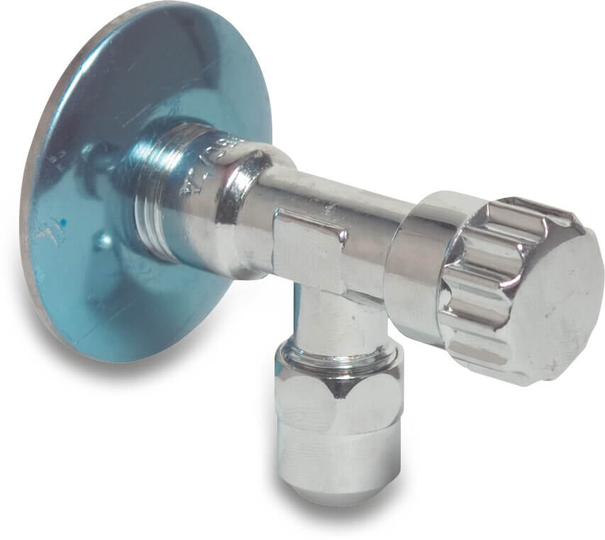 Profec Stopcock brass chrome plated 1/2" x 10 mm male thread x compression DN15 chrome plated