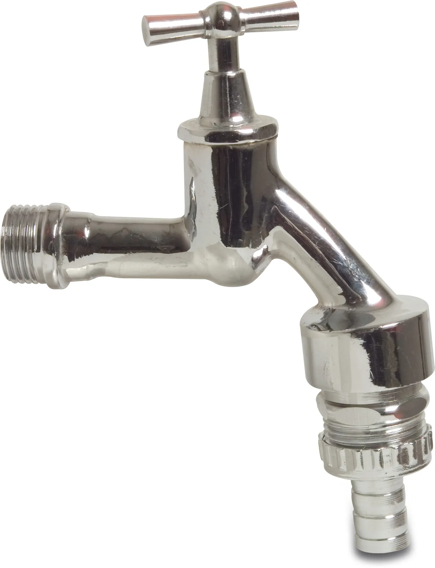 Auslaufventil Messing Chrom poliert 1/2" x 12 mm Außengewinde x Schlauchtülle S1