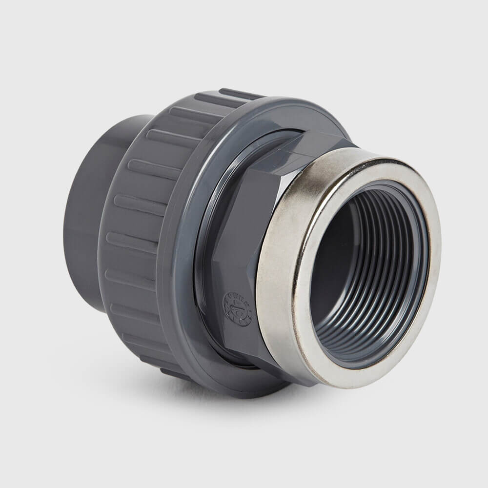 VDL Verschraubung PVC-U 32 mm x 1" Klebemuffe x Innengewinde 16bar Grau Typ verstärkt