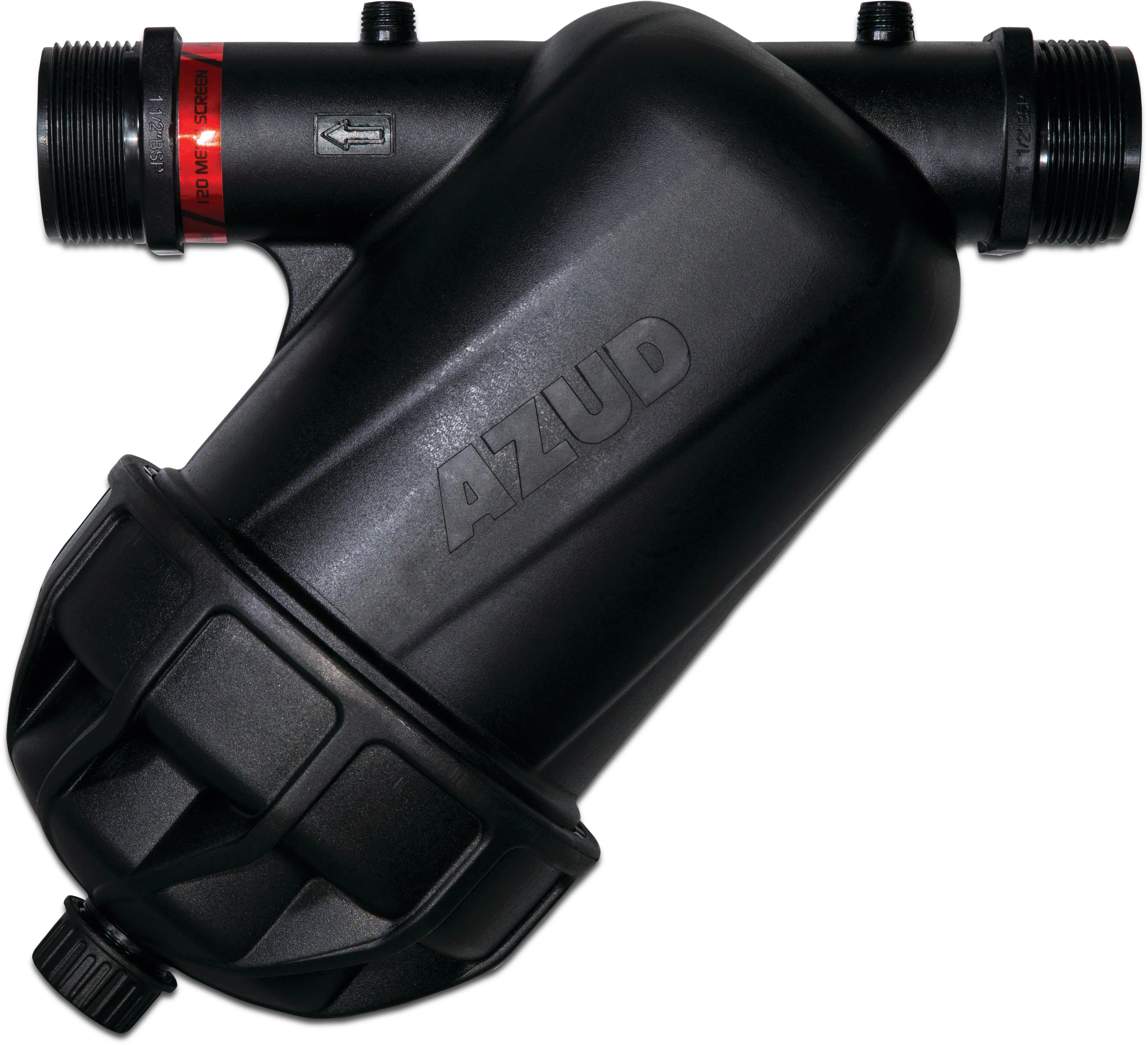 Azud Inline filter plastic 1 1/2" male thread 8bar 130micron stainless steel 316 black type Modular 100 Screen
