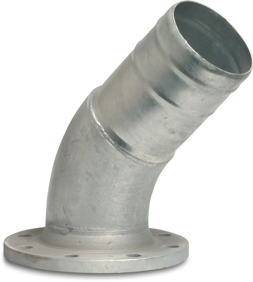 Courbe à 45° acier galvanisé DN150 x 152 mm bride DIN x embout