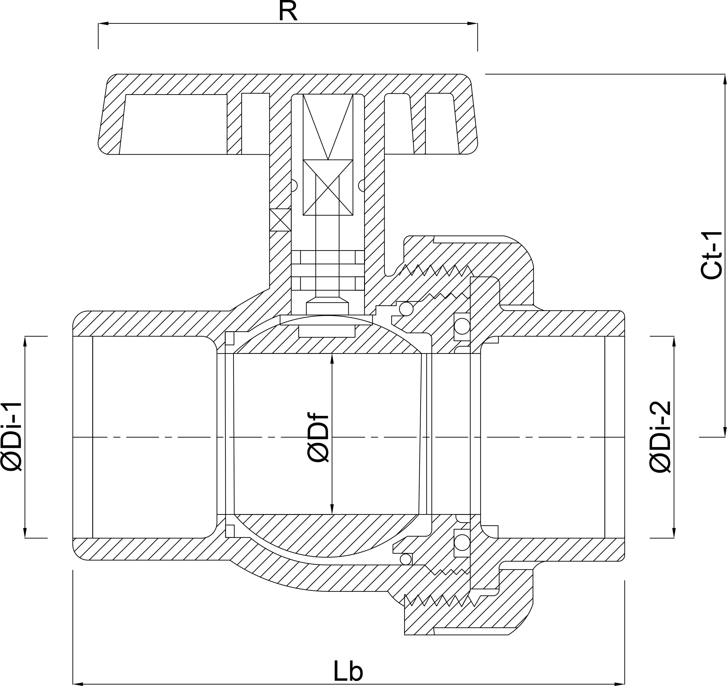 VDL Ball valve PVC-U 20 mm glue socket 16bar DN15 grey type EIL viton