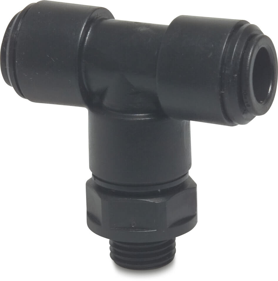 Speedfit T-Stück 90° POM 8 mm x 1/4" x 8 mm Einsteck x Außengewinde x Einsteck 10bar Schwarz Typ Super
