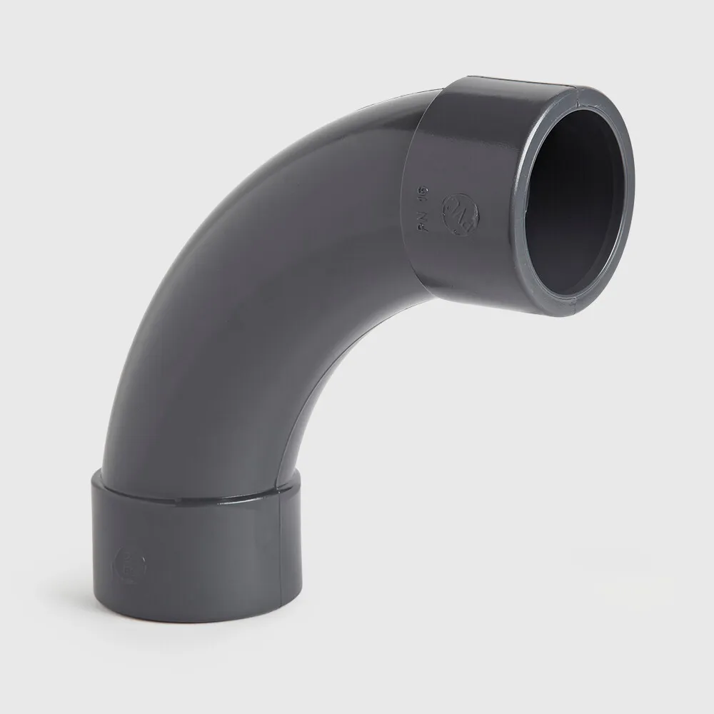 Profec Bocht 90° PVC-U 125 mm lijmmof 12,5bar grijs type handgevormd