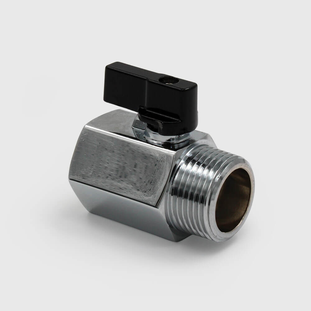 Profec Mini ball valve brass chrome plated 3/8" female thread x male thread 10bar type 405