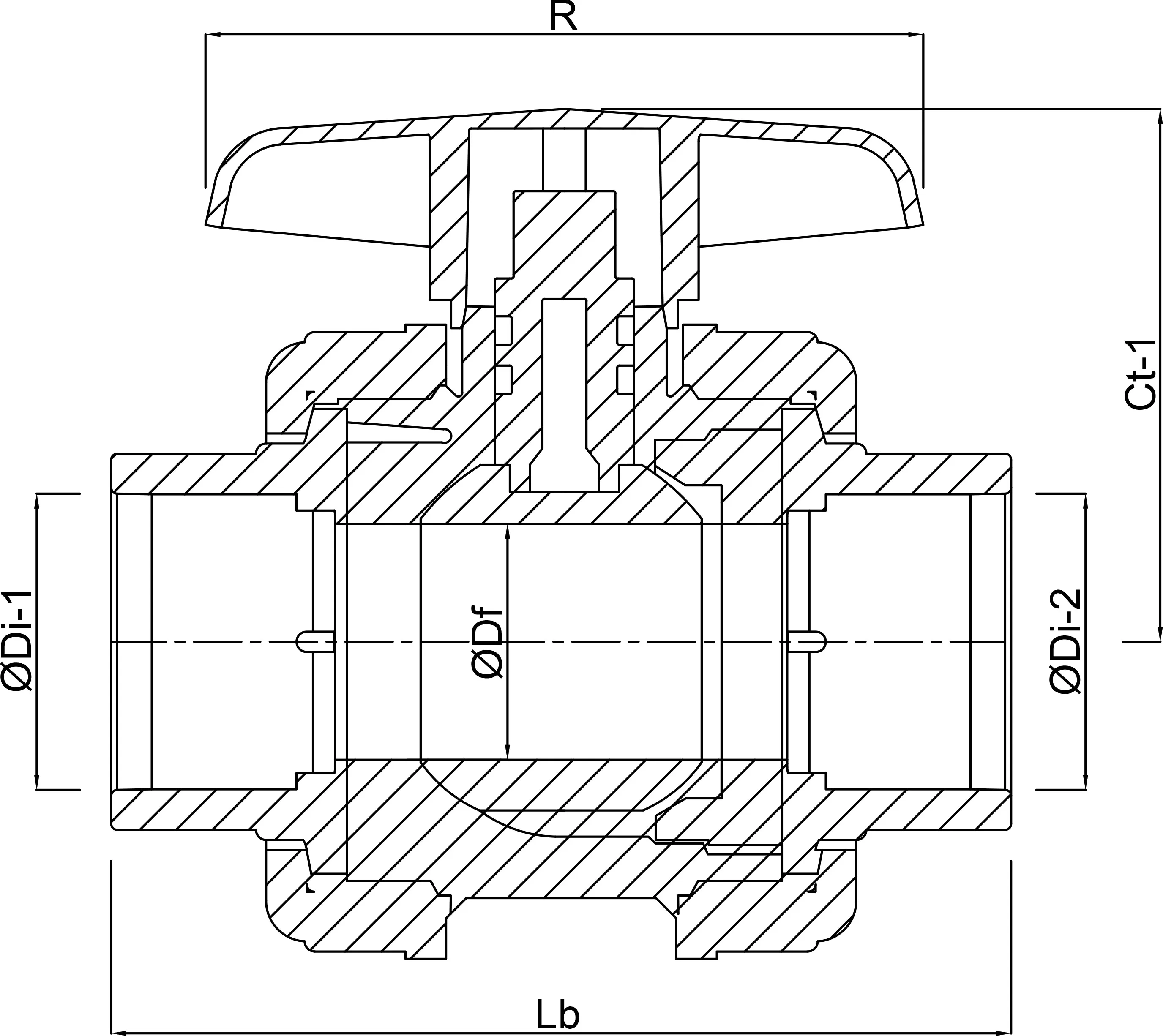 VDL Kugelhahn PVC-U 90 mm Klebemuffe 10bar Grau Typ DIL Viton