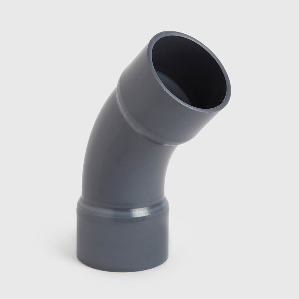 Profec Long bend 45° PVC-U 50 mm glue socket 16bar grey type made from tubing