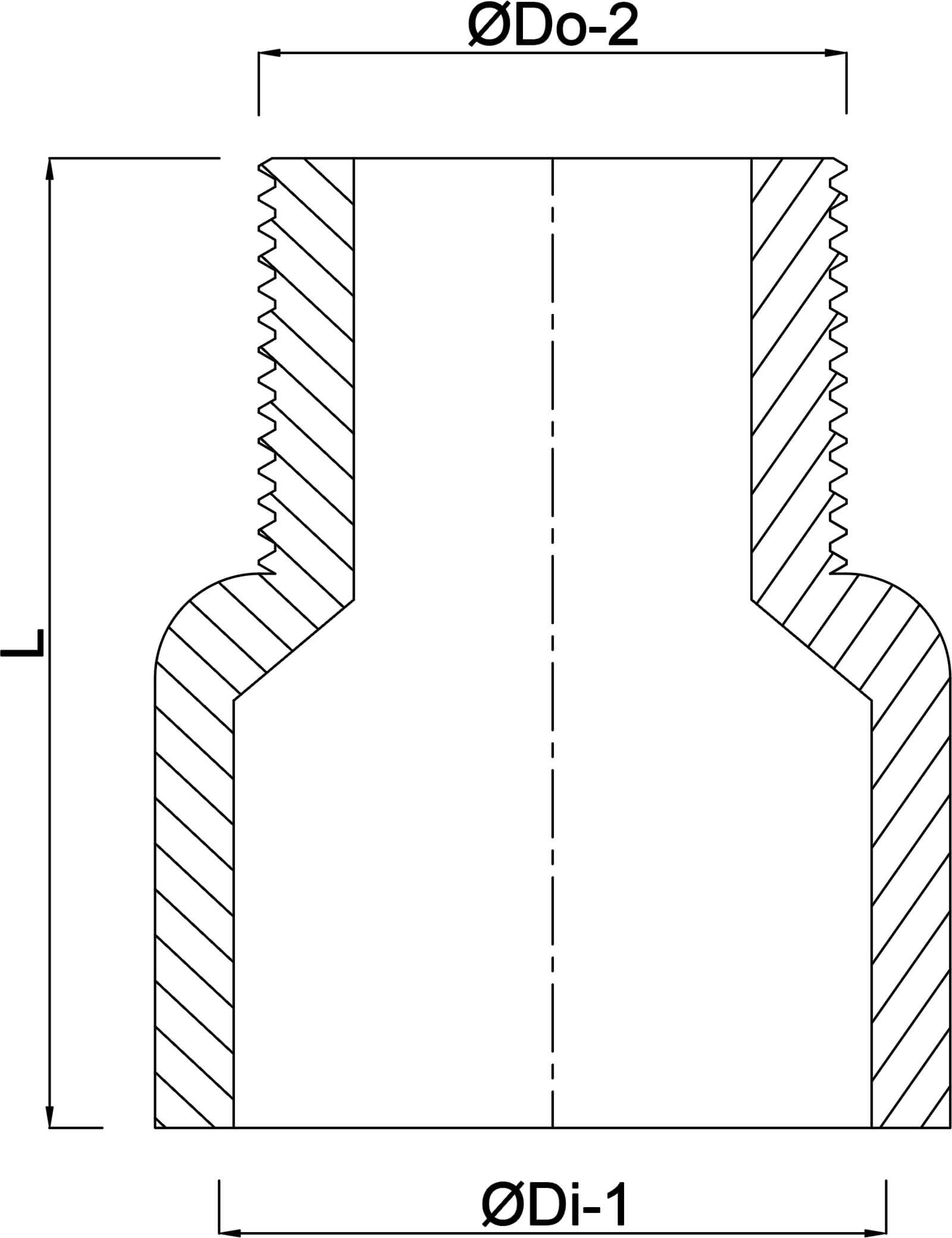 VDL Adaptor bush PVC-U 160 mm x 5" glue socket x male thread 10bar grey type made from tubing