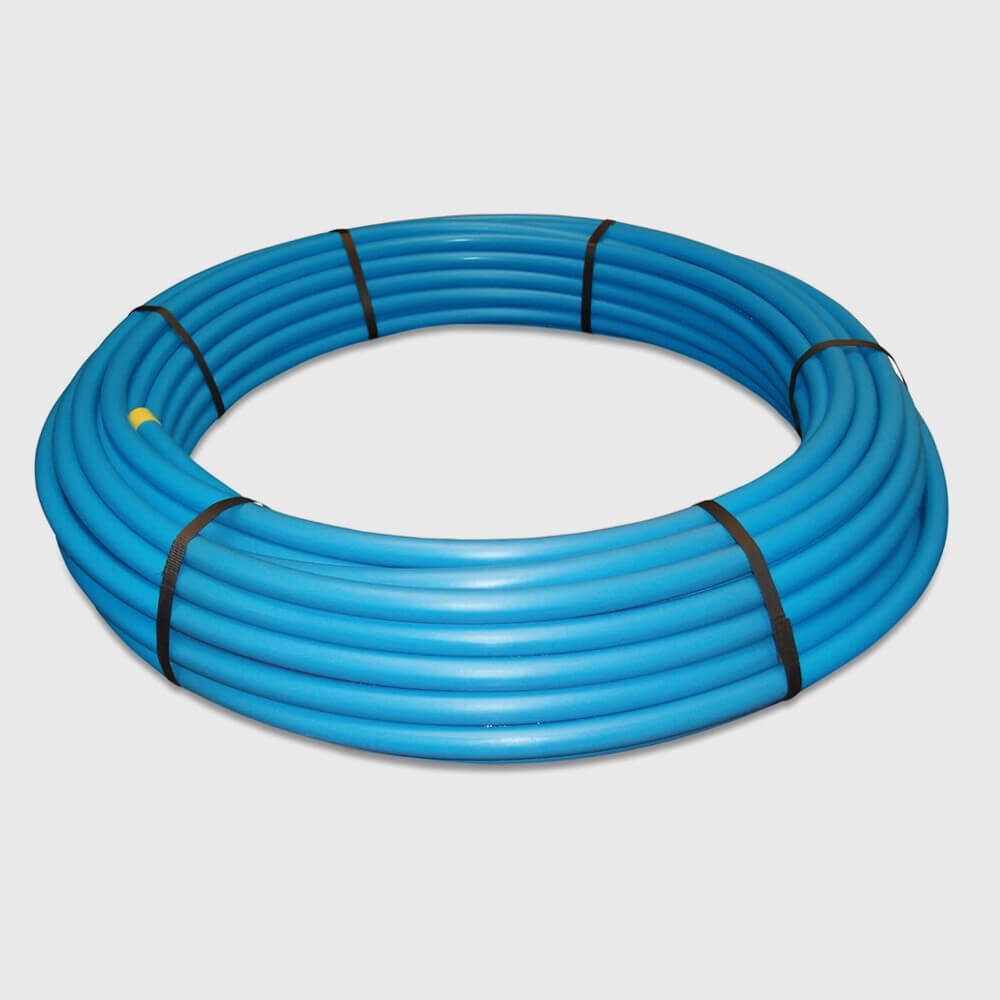 Pressure pipe PE80 25 mm x 2,3 mm plain SDR11 12,5bar blue 50m DWI